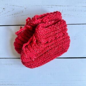 Handmade Red Knitted Baby Socks